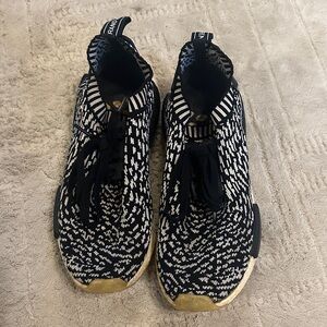 Adidas Black and Cream Striped Sneakers